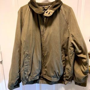 Microsuede Tan Turnbury Bomber Jacket, XL- Zip up